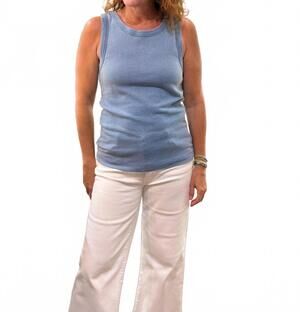 NEW DYLAN women's modern rib crew top in indigo